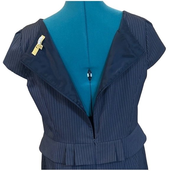 Alex Marie Straight Dress Cap Sleeve Light Black White Stripe Women's Size 14 - Picture 3 of 12